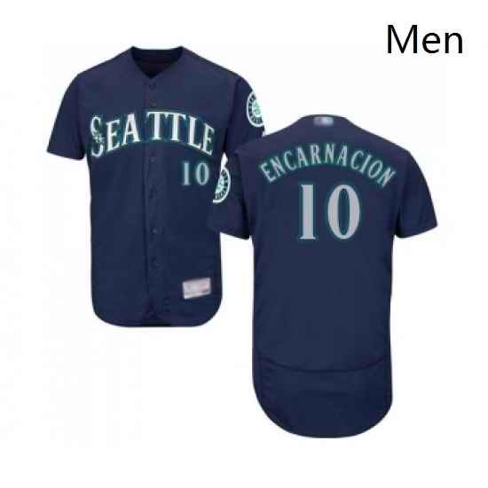 Mens Seattle Mariners 10 Edwin Encarnacion Navy Blue Alternate Flex Base Authentic Collection MLB Jersey